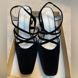 Velvet Apostrophe Black Heels